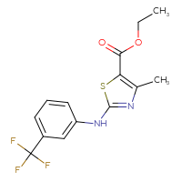 Chemical structure of ethyl 4-methyl-2-{[3-(trifluoromethyl)phenyl]amino}-1,3-thiazole-5-carboxylate - CSSB01397977197