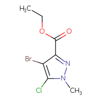Chemical structure of ethyl 4-bromo-5-chloro-1-methyl-1H-pyrazole-3-carboxylate - CSSB00021475384