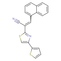 Chemical structure of 3-(naphthalen-1-yl)-2-[4-(thiophen-2-yl)-1,3-thiazol-2-yl]prop-2-enenitrile - CSSB00121731301
