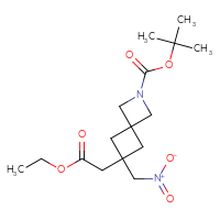 Chemical structure of tert-butyl 6-(2-ethoxy-2-oxoethyl)-6-(nitromethyl)-2-azaspiro[3.3]heptane-2-carboxylate - CSSB14948297529