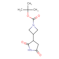 Chemical structure of tert-butyl 3-(2,5-dioxopyrrolidin-3-yl)azetidine-1-carboxylate - CSSB00138548488