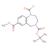 Chemical structure of 4-tert-butyl 7-methyl 1-(carbonochloridoyl)-2,3,4,5-tetrahydro-1H-1,4-benzodiazepine-4,7-dicarboxylate - CSSB21224775517
