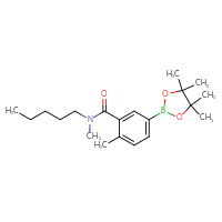 Chemical structure of N,2-dimethyl-N-pentyl-5-(4,4,5,5-tetramethyl-1,3,2-dioxaborolan-2-yl)benzamide - CSSB02533254059