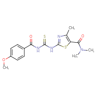 Chemical structure of 2-({[(4-methoxyphenyl)formamido]methanethioyl}amino)-N,N,4-trimethyl-1,3-thiazole-5-carboxamide - CSSB00121664421