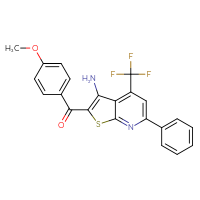 Chemical structure of 2-(4-methoxybenzoyl)-6-phenyl-4-(trifluoromethyl)thieno[2,3-b]pyridin-3-amine - CSSB00102538813