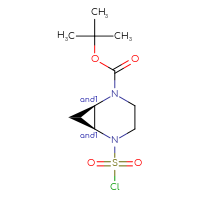 Chemical structure of rac-tert-butyl (1R,6S)-5-(chlorosulfonyl)-2,5-diazabicyclo[4.1.0]heptane-2-carboxylate - CSSB20620638060