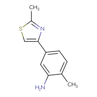 Chemical structure of 2-methyl-5-(2-methyl-1,3-thiazol-4-yl)aniline - CSSB00010092704