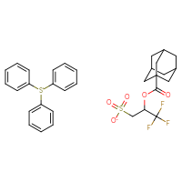 Chemical structure of triphenylsulfanium 2-(adamantane-1-carbonyloxy)-3,3,3-trifluoropropane-1-sulfonate - CSSB14929135277