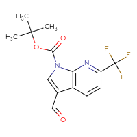 Chemical structure of tert-butyl 3-formyl-6-(trifluoromethyl)-1H-pyrrolo[2,3-b]pyridine-1-carboxylate - CSSB21332154608