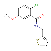 Chemical structure of 2-chloro-5-methoxy-N-[(thiophen-2-yl)methyl]benzamide - CSSB06423676847