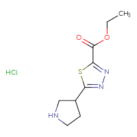 Chemical structure of ethyl 5-(pyrrolidin-3-yl)-1,3,4-thiadiazole-2-carboxylate hydrochloride - CSSB00160550375