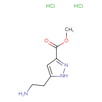 Chemical structure of methyl 5-(2-aminoethyl)-1H-pyrazole-3-carboxylate dihydrochloride - CSSB21248712297