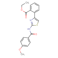 Chemical structure of ethyl 2-[2-(4-methoxybenzamido)-1,3-thiazol-4-yl]benzoate - CSSB00025732860
