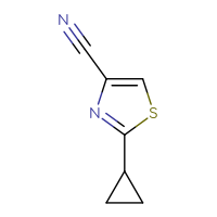 Chemical structure of 2-cyclopropyl-1,3-thiazole-4-carbonitrile - CSSB00015966490