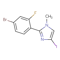 Chemical structure of 2-(4-bromo-2-fluorophenyl)-4-iodo-1-methyl-1H-imidazole - CSSB03548046371