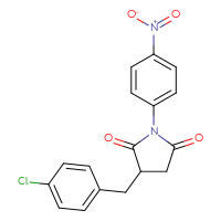 Chemical structure of 3-[(4-chlorophenyl)methyl]-1-(4-nitrophenyl)pyrrolidine-2,5-dione - CSSB00121711459
