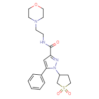 Chemical structure of 1-(1,1-dioxo-1λ⁶-thiolan-3-yl)-N-[2-(morpholin-4-yl)ethyl]-5-phenyl-1H-pyrazole-3-carboxamide - CSSB00160873270