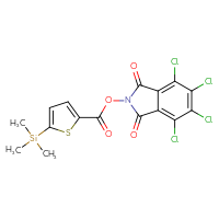 Chemical structure of 4,5,6,7-tetrachloro-1,3-dioxo-2,3-dihydro-1H-isoindol-2-yl 5-(trimethylsilyl)thiophene-2-carboxylate - CSSB20270307015