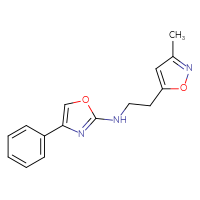 Chemical structure of N-[2-(3-methyl-1,2-oxazol-5-yl)ethyl]-4-phenyl-1,3-oxazol-2-amine - CSSB15179679667
