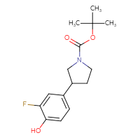 Chemical structure of tert-butyl 3-(3-fluoro-4-hydroxyphenyl)pyrrolidine-1-carboxylate - CSSB06594123372