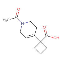Chemical structure of 1-(1-acetyl-1,2,3,6-tetrahydropyridin-4-yl)cyclobutane-1-carboxylic acid - CSSB01090238971