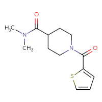 Chemical structure of N,N-dimethyl-1-(thiophene-2-carbonyl)piperidine-4-carboxamide - CSSB00000585372