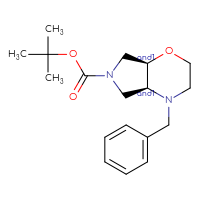 Chemical structure of rac-tert-butyl (4aR,7aS)-4-benzyl-octahydropyrrolo[3,4-b][1,4]oxazine-6-carboxylate - CSSB20620668170