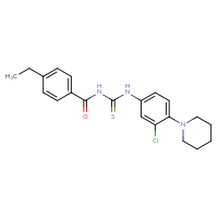 Chemical structure of 1-[3-chloro-4-(piperidin-1-yl)phenyl]-3-(4-ethylbenzoyl)thiourea - CSSB00121642722