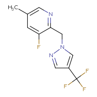 Chemical structure of 3-fluoro-5-methyl-2-{[4-(trifluoromethyl)-1H-pyrazol-1-yl]methyl}pyridine - CSSB14864322849