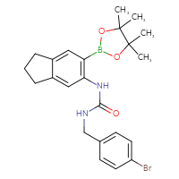 Chemical structure of 1-[(4-bromophenyl)methyl]-3-[6-(4,4,5,5-tetramethyl-1,3,2-dioxaborolan-2-yl)-2,3-dihydro-1H-inden-5-yl]urea - CSSB21332125211
