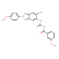 Chemical structure of 1-(3-methoxybenzoyl)-3-[2-(4-methoxyphenyl)-6-methyl-2H-1,2,3-benzotriazol-5-yl]thiourea - CSSB00121660777