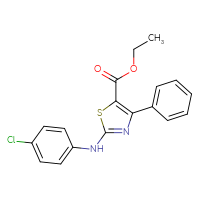 Chemical structure of ethyl 2-[(4-chlorophenyl)amino]-4-phenyl-1,3-thiazole-5-carboxylate - CSSB20546125808