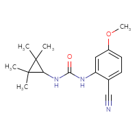 Chemical structure of 1-(2-cyano-5-methoxyphenyl)-3-(2,2,3,3-tetramethylcyclopropyl)urea - CSSB15296581567