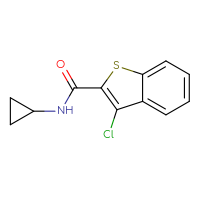 Chemical structure of 3-chloro-N-cyclopropyl-1-benzothiophene-2-carboxamide - CSSB00000250853