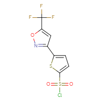 Chemical structure of 5-[5-(trifluoromethyl)-1,2-oxazol-3-yl]thiophene-2-sulfonyl chloride - CSSB00000036544