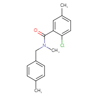 Chemical structure of 2-chloro-N,5-dimethyl-N-[(4-methylphenyl)methyl]benzamide - CSSB01467442124