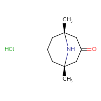 Chemical structure of (1R,5S)-1,5-dimethyl-9-azabicyclo[3.3.1]nonan-3-one hydrochloride - CSSB21043406567