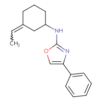 Chemical structure of N-(3-ethylidenecyclohexyl)-4-phenyl-1,3-oxazol-2-amine - CSSB21495872141