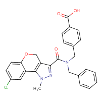 Chemical structure of 4-[(N-benzyl-1-{8-chloro-1-methyl-1H,4H-chromeno[4,3-c]pyrazol-3-yl}formamido)methyl]benzoic acid - CSSB00103150521