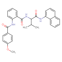 Chemical structure of 4-methoxy-N-[2-({2-methyl-1-[(naphthalen-1-yl)carbamoyl]propyl}carbamoyl)phenyl]benzamide - CSSB00102625772