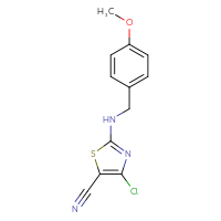Chemical structure of 4-chloro-2-{[(4-methoxyphenyl)methyl]amino}-1,3-thiazole-5-carbonitrile - CSSB00008316912