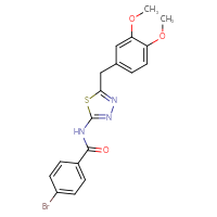 Chemical structure of 4-bromo-N-{5-[(3,4-dimethoxyphenyl)methyl]-1,3,4-thiadiazol-2-yl}benzamide - CSSB00121611629