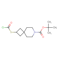 Chemical structure of tert-butyl 2-[(chlorocarbonyl)sulfanyl]-7-azaspiro[3.5]nonane-7-carboxylate - CSSB21432530911