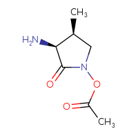 Chemical structure of (3S,4S)-3-amino-4-methyl-2-oxopyrrolidin-1-yl acetate - CSSB00135392688