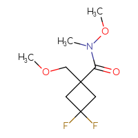 Chemical structure of 3,3-difluoro-N-methoxy-1-(methoxymethyl)-N-methylcyclobutane-1-carboxamide - CSSB02518849591