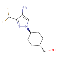 Chemical structure of [(1r,4r)-4-[4-amino-3-(difluoromethyl)-1H-pyrazol-1-yl]cyclohexyl]methanol - CSSB06256080505