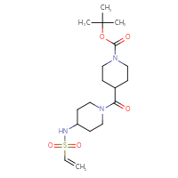 Chemical structure of tert-butyl 4-(4-ethenesulfonamidopiperidine-1-carbonyl)piperidine-1-carboxylate - CSSB21332123909