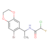 Chemical structure of N-[1-(7-bromo-2,3-dihydro-1,4-benzodioxin-6-yl)ethyl]-2-chloro-2-fluoroacetamide - CSSB21332054483