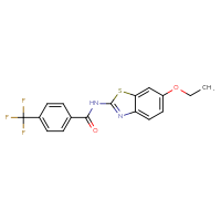 Chemical structure of N-(6-ethoxy-1,3-benzothiazol-2-yl)-4-(trifluoromethyl)benzamide - CSSB00106002260