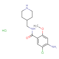 Chemical structure of 4-amino-5-chloro-2-methoxy-N-[(piperidin-4-yl)methyl]benzamide hydrochloride - CSSB00016989910